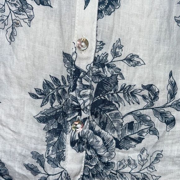 Beautiful Rachel Zoe Linen Shirt Floral Long Sleeve Button Down Top 100% Linen - Picture 10 of 14